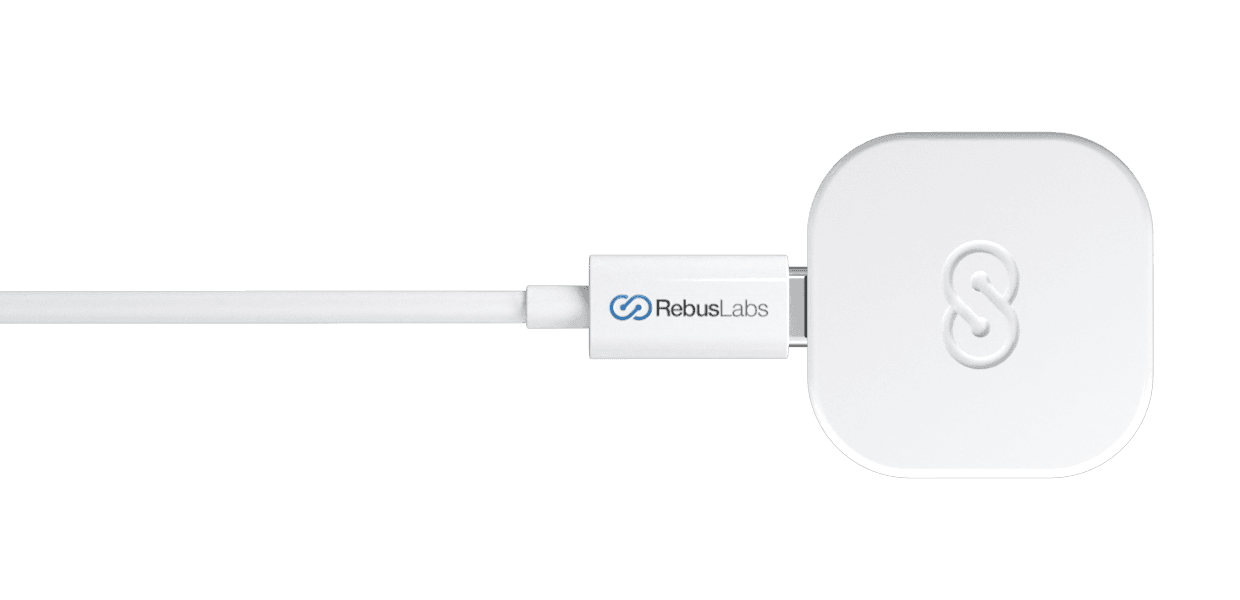 Modus external temperature and humidity sensor, white housing on a cable.